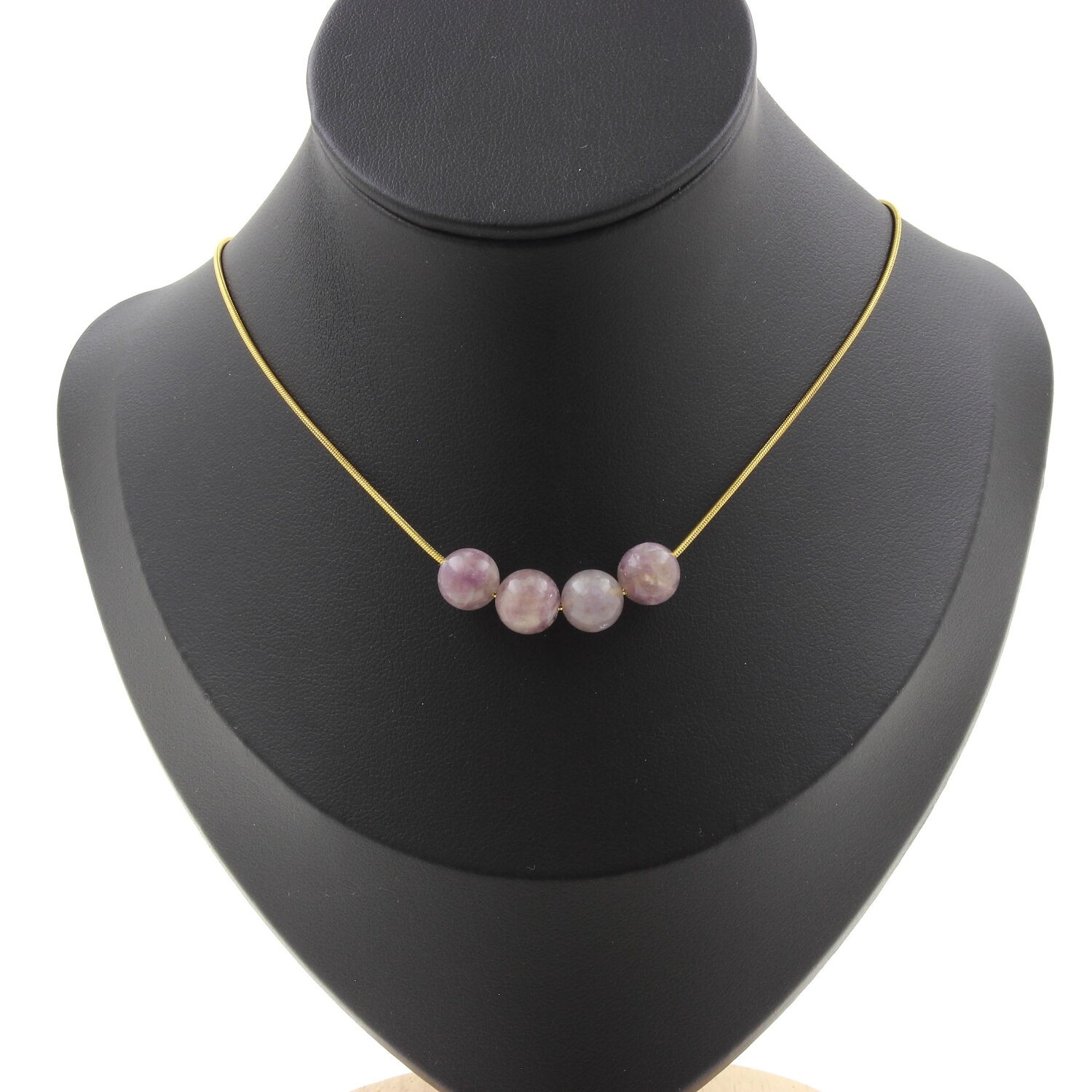 Mica Violet de Tanzanie Collier 4 Perles 8mm - Bijou Lithothérapie en Pierre Naturelle