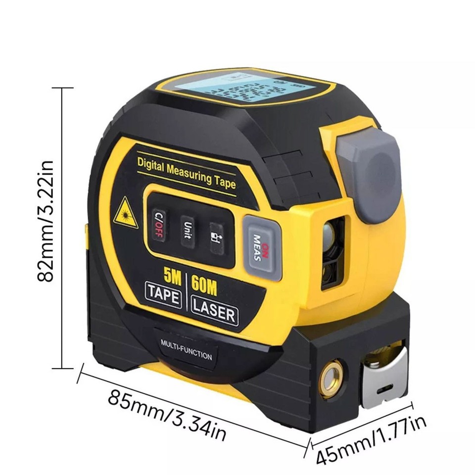 40cm/60m 3in1 Digital Measure Tape Laser Distance Measuring Tool Range ...