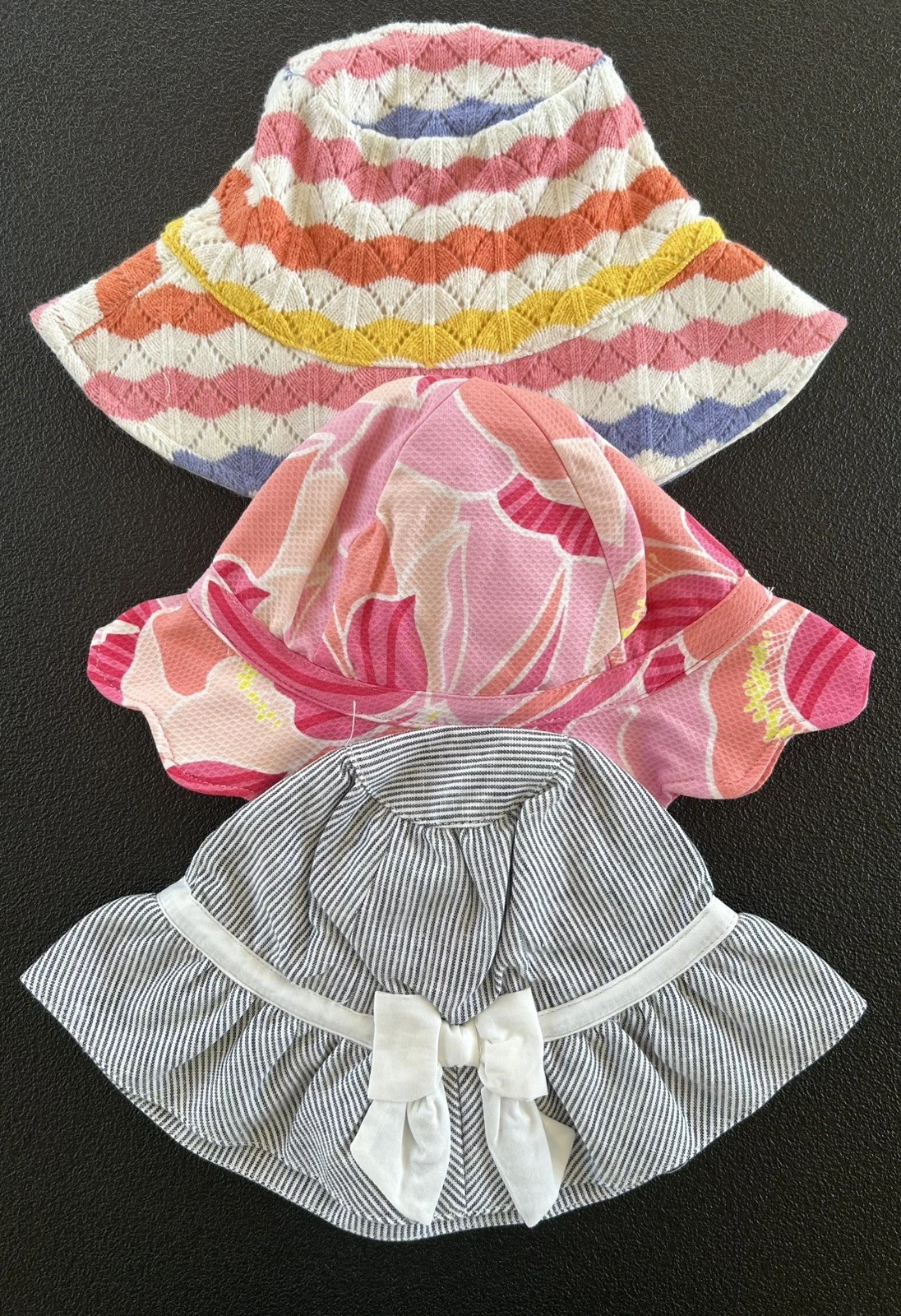 Janie and Jack Baby Girl Hat Bundle Sun Bucket 6-12 Months NWT
