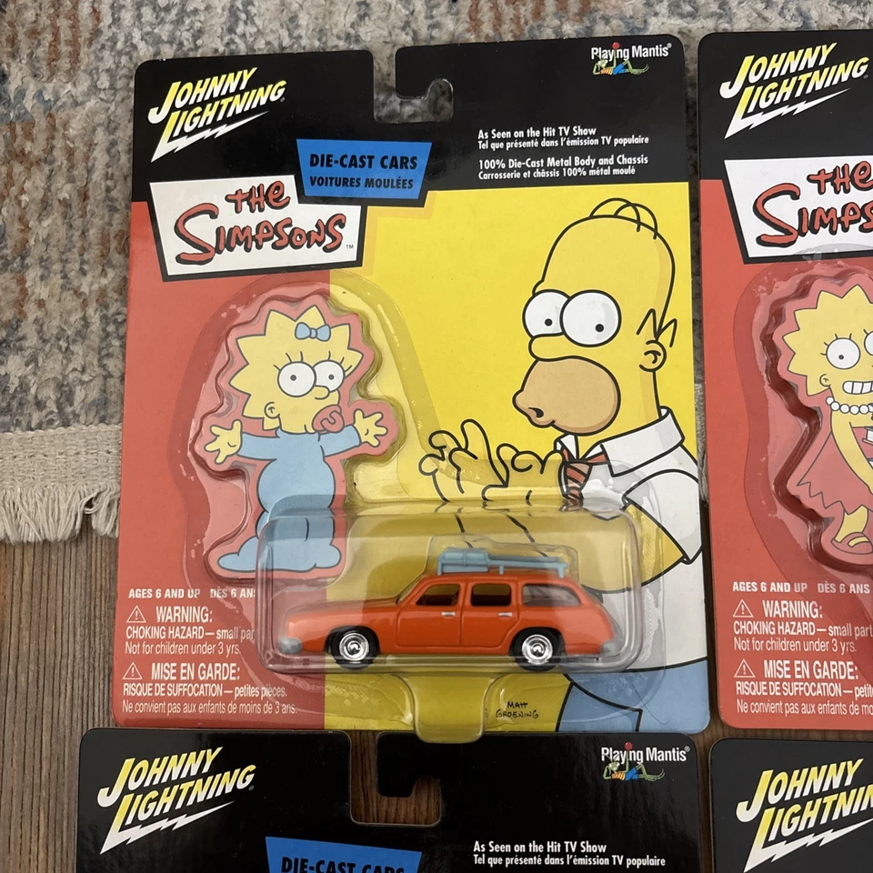 Johnny Lightning The Simpsons Set Of 4 Die-cast Cars - All New Sealed on Cards - Image 2 of 4