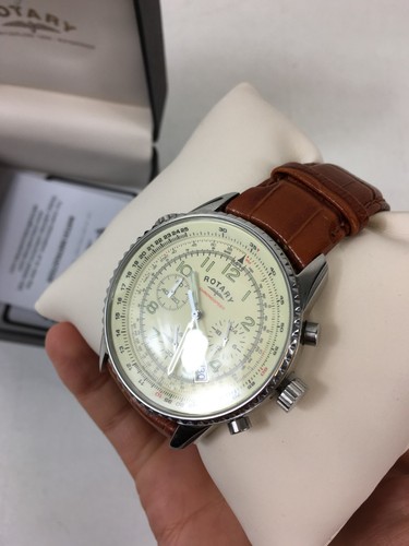 Rotary GS03447-08 Men's Leather Strap Wristwatch w/Box - Picture 10 of 16