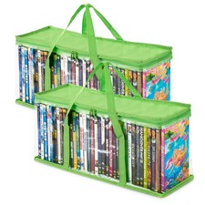 Stock Your Home DVD Storage Bags Set of 2 Media Organizer Bag 2 Pack, Green