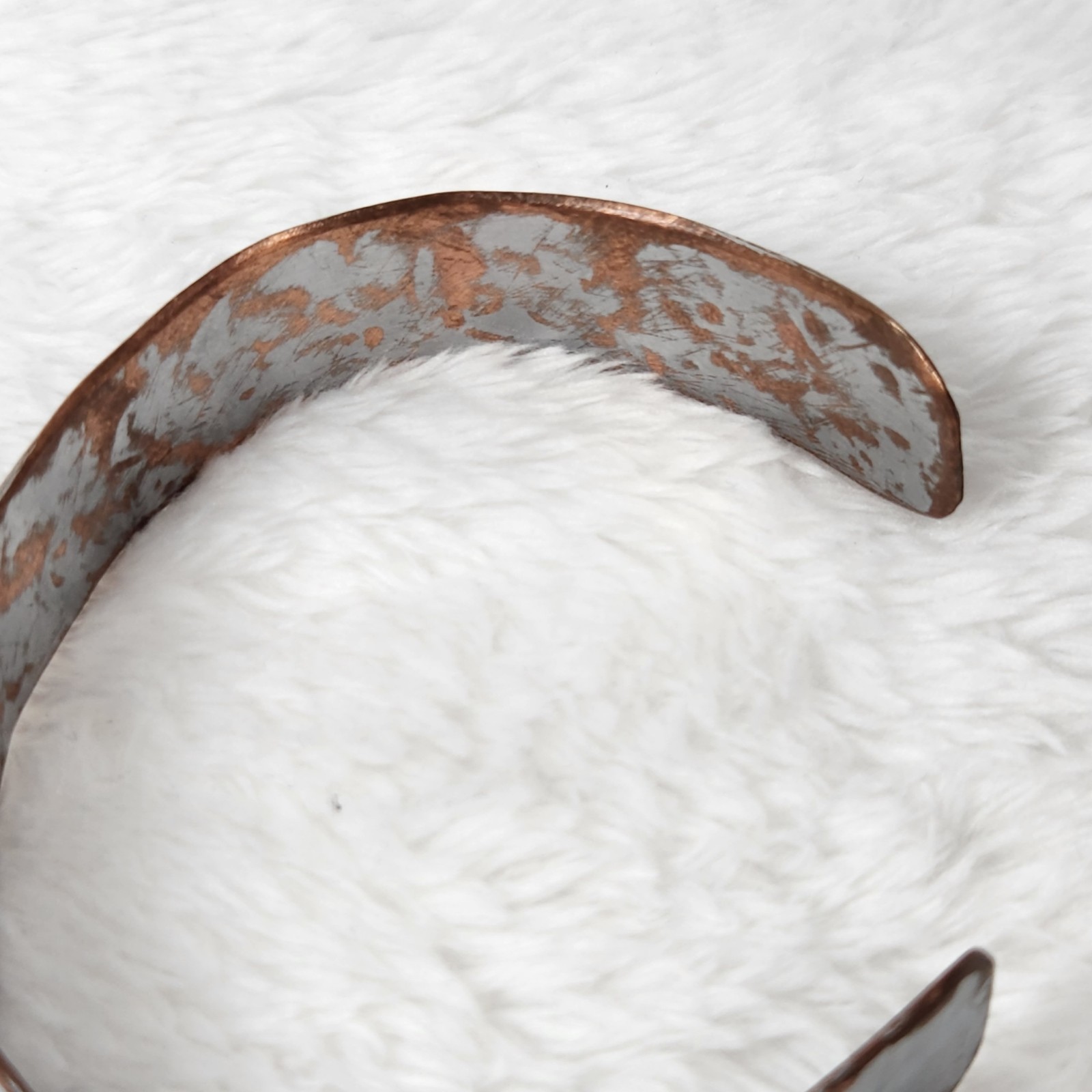 Vintage Solid Copper Silver 1/2" Cuff Bracelet 7"… - image 5