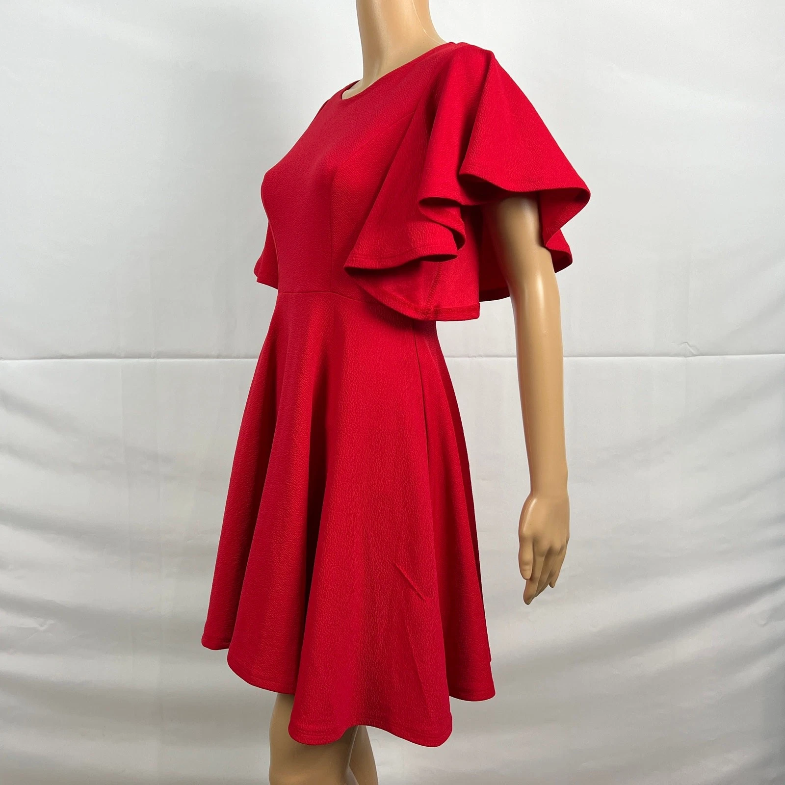 VETEMENTS Abito skater donna MEDIA rosso brillante manica svasata aderente e svasato linea A festa