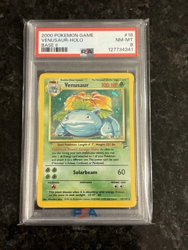 2000 POKEMON BASE SET 2 #18 VENUSAUR-HOLO PSA 8