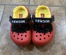 Crocs Red Mickey Mouse Fur Lined Clogs Size C8
