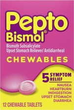 Pepto Bismol Chewable Tablets for Nausea, Heartburn, Indigestion, Upset Stomach