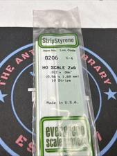 Evergreen Scale. Polystyrene Strips. 14" 8206 HO Scale 2 X 6. .022 X .066 (10)