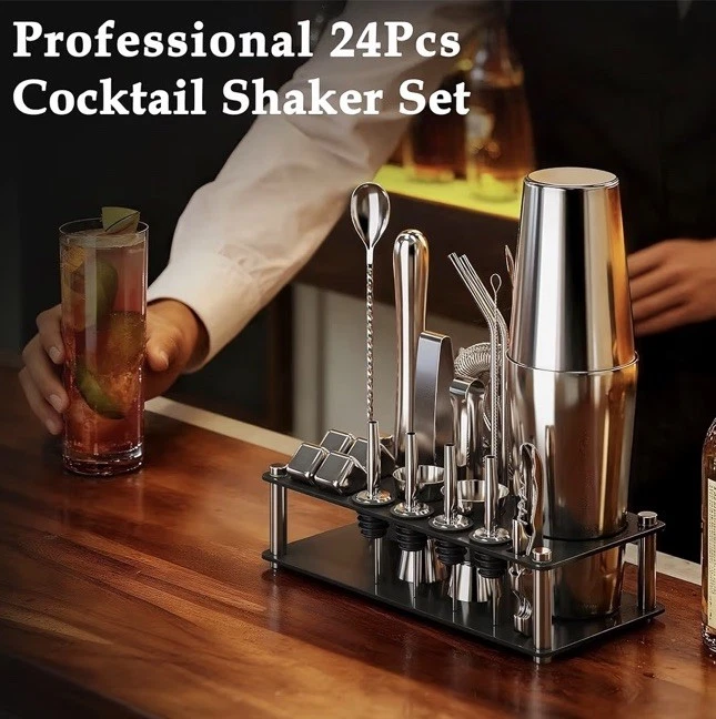 Juego de Coctelera Kit Bartender, 24 Piezas Boston Acero Inoxidable Foto 3 de 4