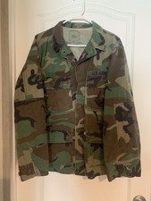 Military Shirt Large Regular Woodland Camo Green Blouse Tactical Army   B33-13
