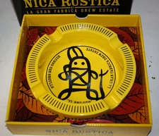 Nica Rustica By La Gran Fabrica Drew Estate Cigar Yellow Ceramic Ashtray New