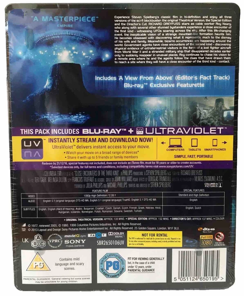 Close Encounters Of The Third Kind Blu-Ray Steelbook Region Free Brand New - Image 2 of 2