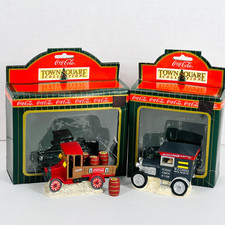 Vintage Coca‑Cola Town Square Figurines Set of 2 – Delivery Trucks - 1996