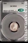 1954 Roosevelt Dime- Silver- CAC MS-65- Luster #SLM474