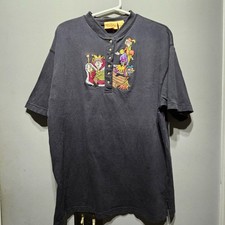 Vintage 1996 Disney Hunchback of Notre Dame Gargoyles Embroidery Henley Tee...