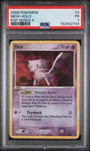 Pokémon TCG Mew 004/017 POP Series 4 Rare Holo Basic 70 HP PSA 1 low pop
