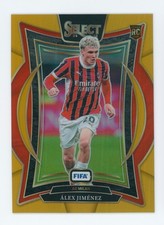 2024-25 Alex Jimenez Panini Select FIFA Gold Prizm AC Milan Rookie Card 4/10. rookie card picture