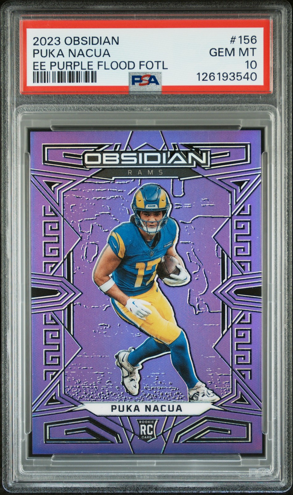 2023 PANINI OBSIDIAN EE PURPLE FLOOD FOTL #156 PUKA NACUA 1/13 PSA 10
