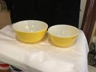 RARE VINTAGE SET OF (2) PYREX YELLOW NESTING BOWLS MUST SEE NO RESERVE WOW