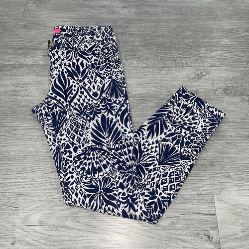Pantaloni alla caviglia Lilly Pulitzer Kelly in maglia skinny alta marea Navy By Land taglia 4 - Foto 3 di 14