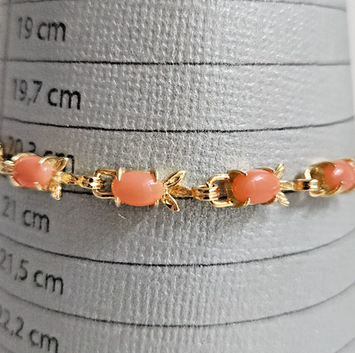 Bracelet Vintage Or & Cabochons Marron - Bijou Rétro N°398 - État Patiné