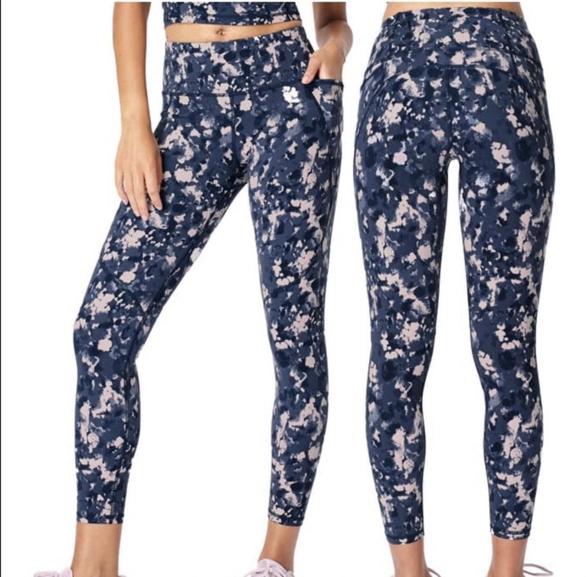 Sweaty Betty The Power 7/8 Blue Printed Athletic Leggings Size Small