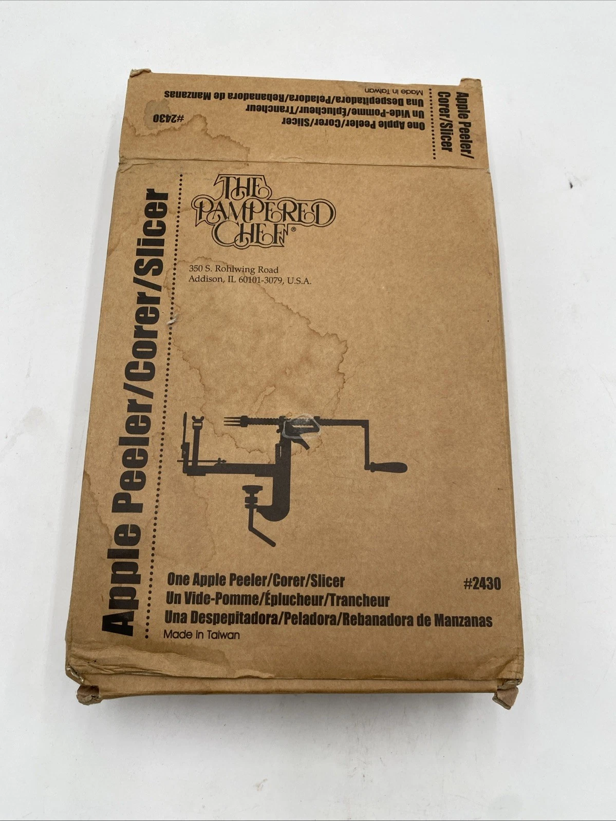 Pampered Chef Apple Peeler Corer Slicer 2430 Original Box Metal
