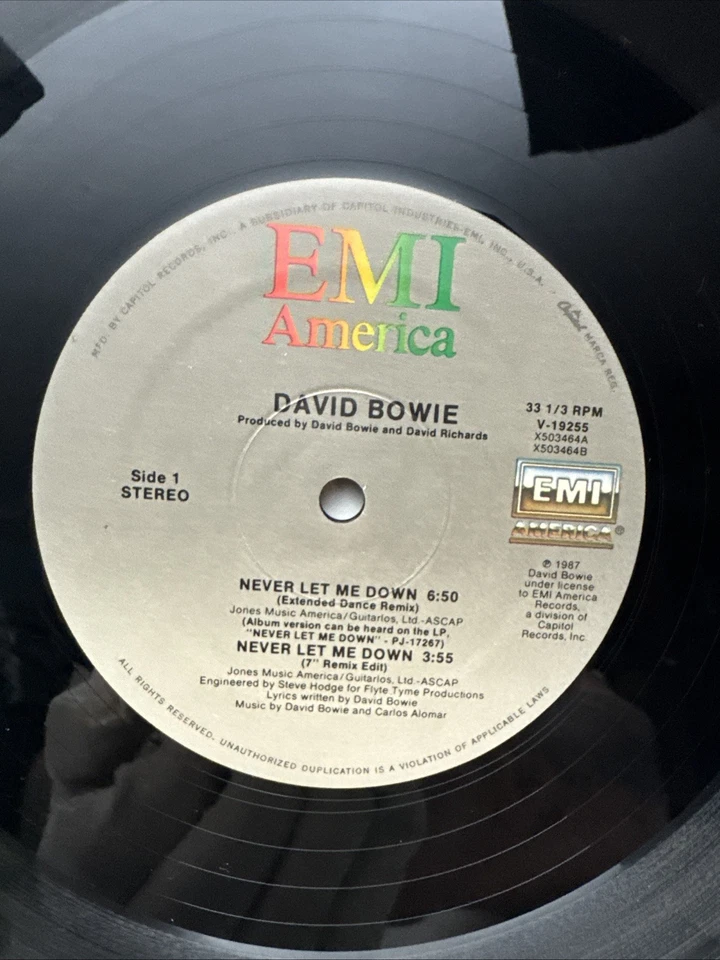 David Bowie “Never Let Me Down ‘87 And Cry” Single 12” Vinyl 33 LP Dance Remix - Image 4 of 4
