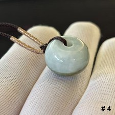 Natural Burmese Jade Jadeite Bead Pendant, Braided Rope 23inch adjustable