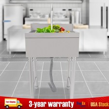 Commercial Utility Sink Stainless Steel Kitchen Sink 1 Compartment with Faucet