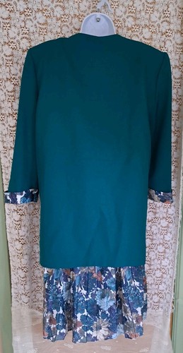 Damen Vintage Rock Anzug 18W Grün Jacke Faltenrock Schulterpolster Hergestellt in den USA - Bild 14 von 15