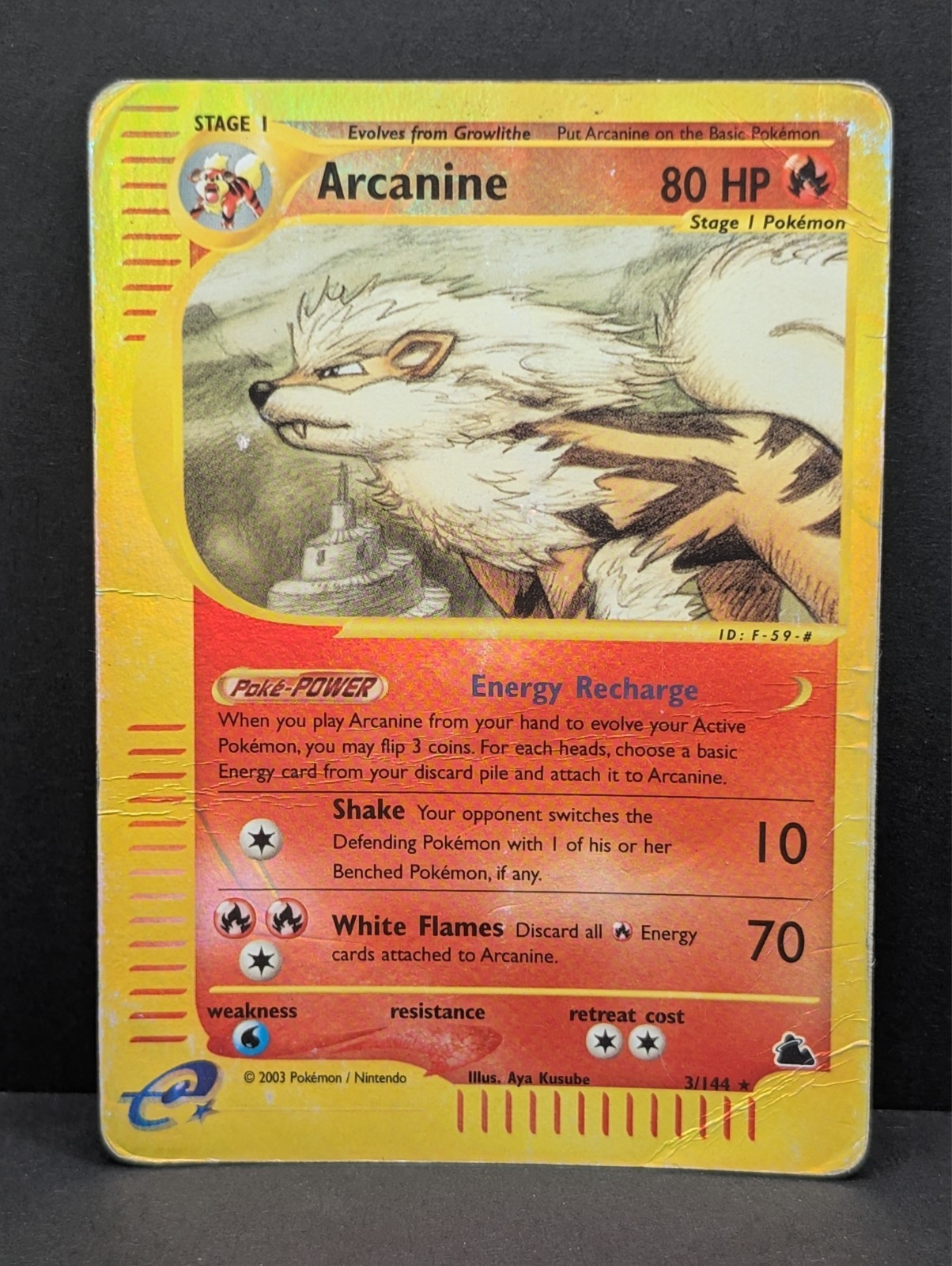 Arcanine 3/144 Skyridge Reverse Holo Ultra Rare Pokemon TCG Nintendo HP