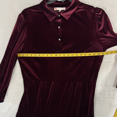 Jude Connally Henley Velvet Mini Dress Size XL Garnet Maroon Boho Gypsy Witch - Picture 11 of 16