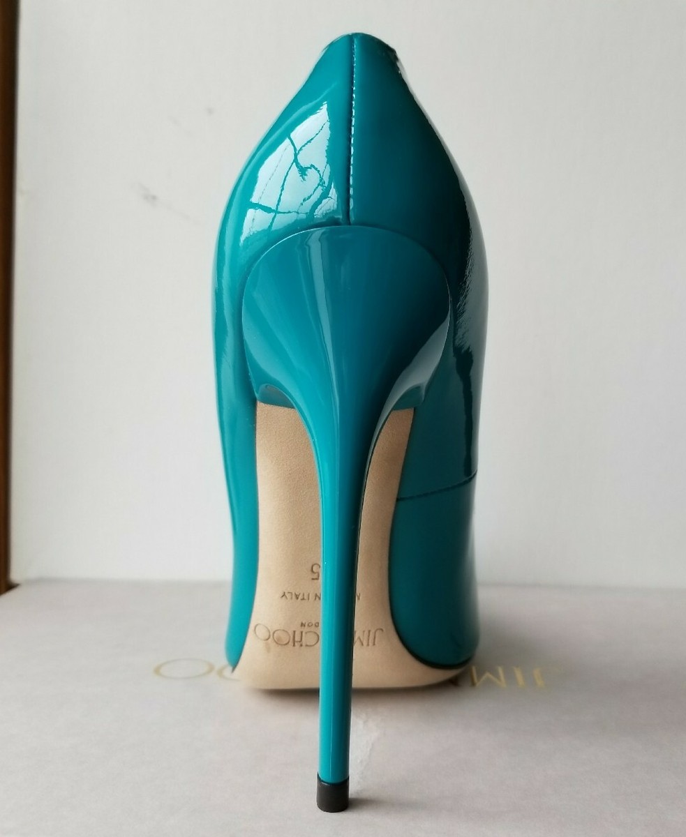 JIMMY CHOO ANOUK CLASSIC TURQUOISE PATENT POINTY TOE PUMPS JIMMY CHOO ANOUK CLASSIC TURQUOISE PATENT POINTY TOE PUMPS