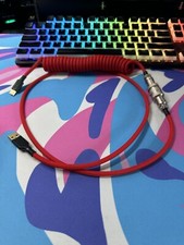 Red Keyboard Coiled Aviator Cable 3ft