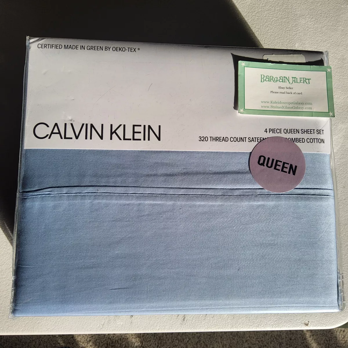 Calvin Klein 4pc Queen Sheet Set Sateen 100 Combed Cotton Blue