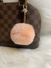 Pink Pom Pom Keychain Purse Charm Car Key Charm Fob Fluffy Soft Gold Clasp Gift