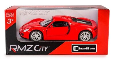 Porsche 918 Spyder Germany Sports Car Model Red Diecast RMZ City 1
