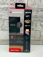 Monster MHV1-1026-PUR 6 Feet 4K HDR 21 Gbps Red LED Light HDMI Cable