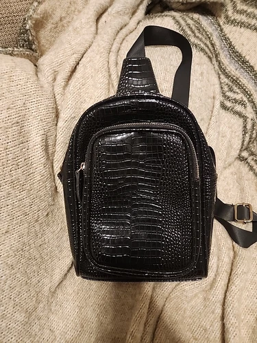 Women's Crossbody Sling Bag Double Zippers Black