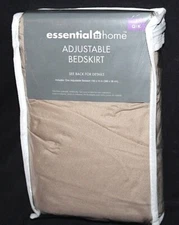 Essential Home Adjustable Bedskirt Bed Skirt  Queen / King  Khaki/Tan