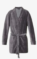 EMPORIO ARMANI Logo-embroidered ribbed stretch-cotton blend robe (BNWT, L / XL)