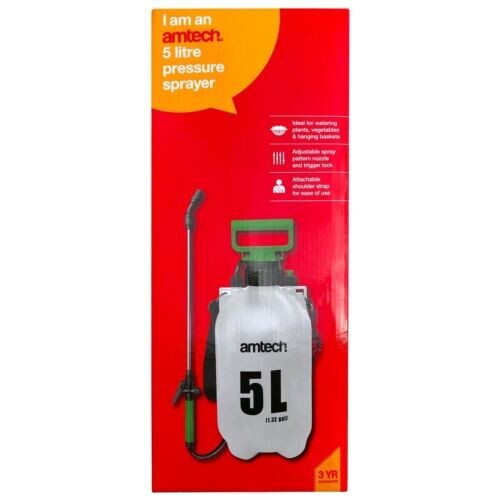 Amtech U2285 5 Litre Pressure Sprayer - Portable Garden & Shoulder Strap