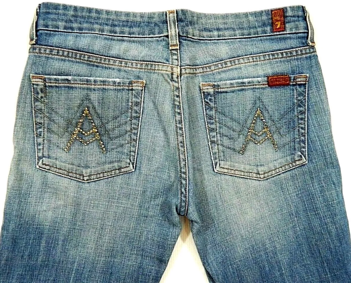 Vintage 7 For All Mankind A Pocket USA Made Denim Blue Jeans Tag