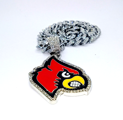 #ad #ad LOUISVILLE CARDINALS GEM NECKLACE Silver Bling Sports Hip Hop Pendant amp;20quot; Chain $16.95