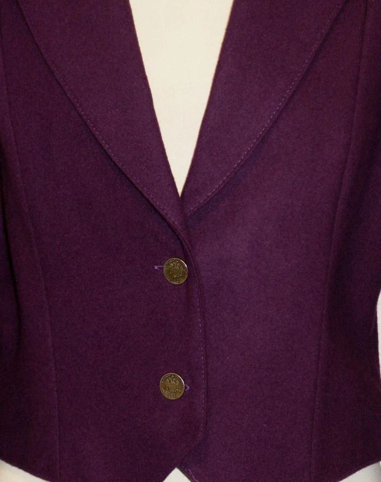 紫色 LAVENDER ~ 羊毛女式奥地利短修身礼服西装外套夹克 38 8 S — 第 2/4 张图片