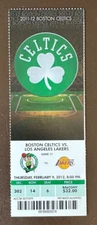 Boston Celtics 2/9/2012 NBA ticket stub vs Los Angeles Lakers