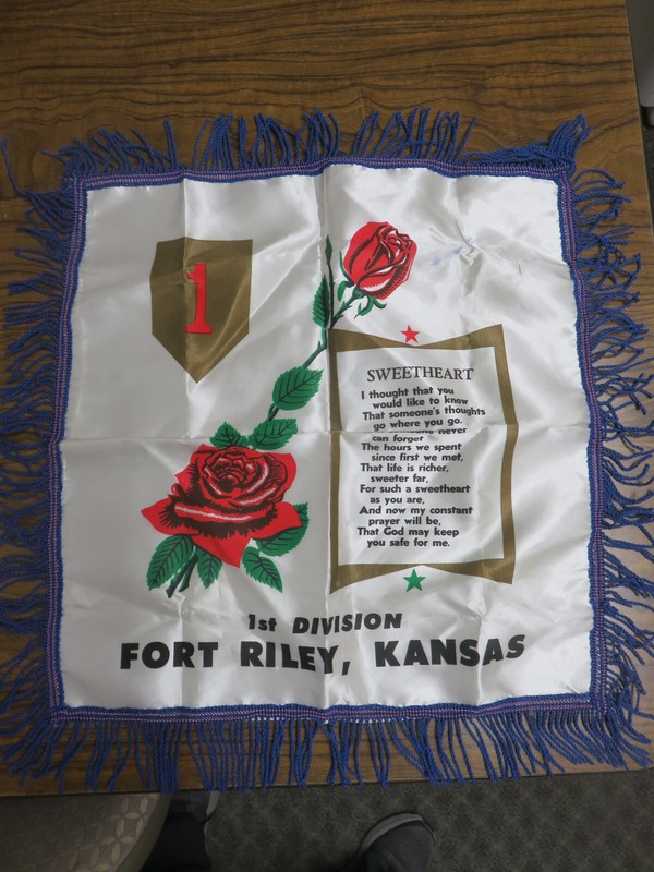 Vintage 1st DIVISION FORT RILEY, KANSAS "SWEETHEART" PILLOW CASE/SHAM