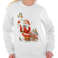 Santa Claus Merry Christmas Grandma Xmas Womens Long Sleeve Crew Sweatshirt