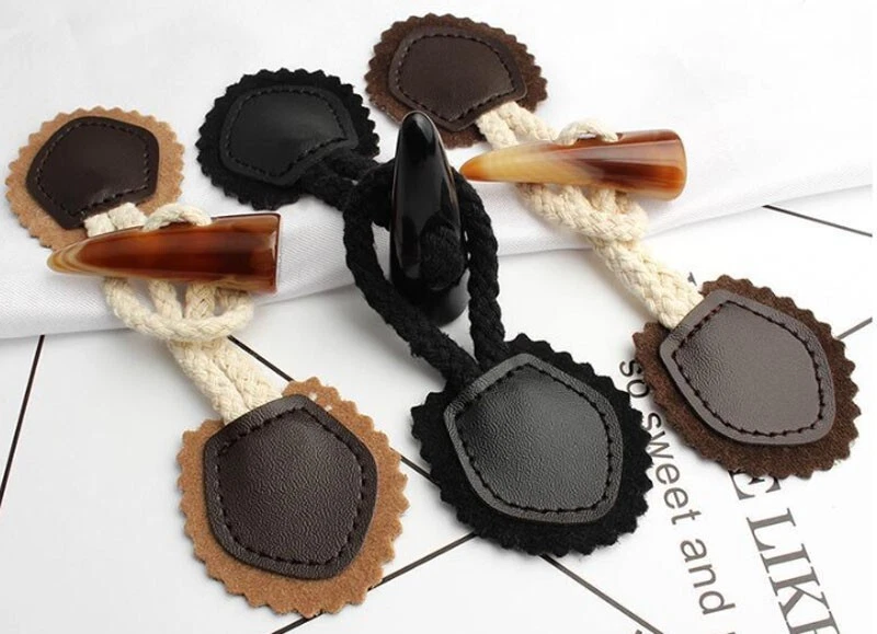 4 Pairs Leather Horn Toggle Closure Buttons Coat for Duffle Shawl Clothes - image 3 of 4
